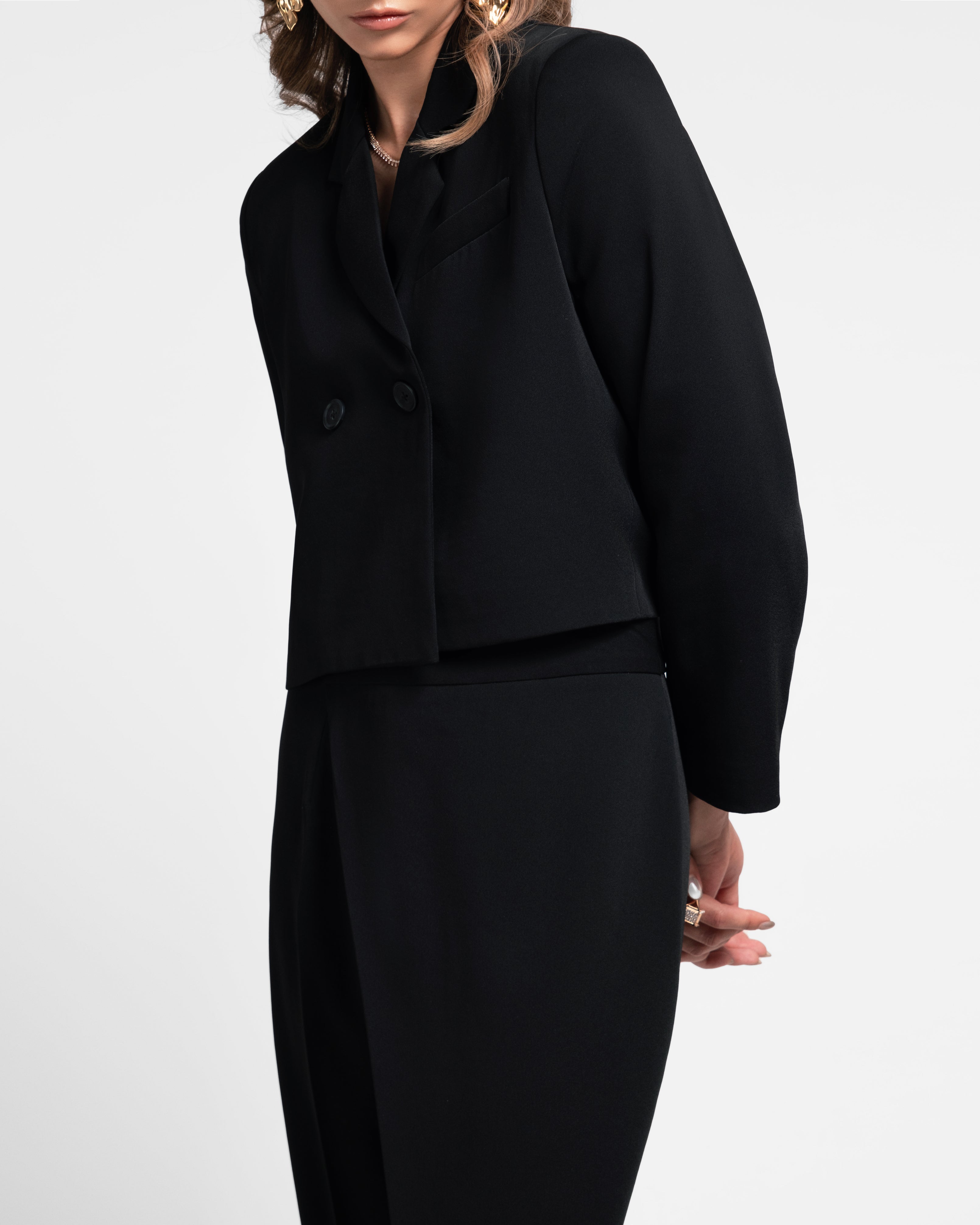 ASYMMETRIC DRAPE SUIT