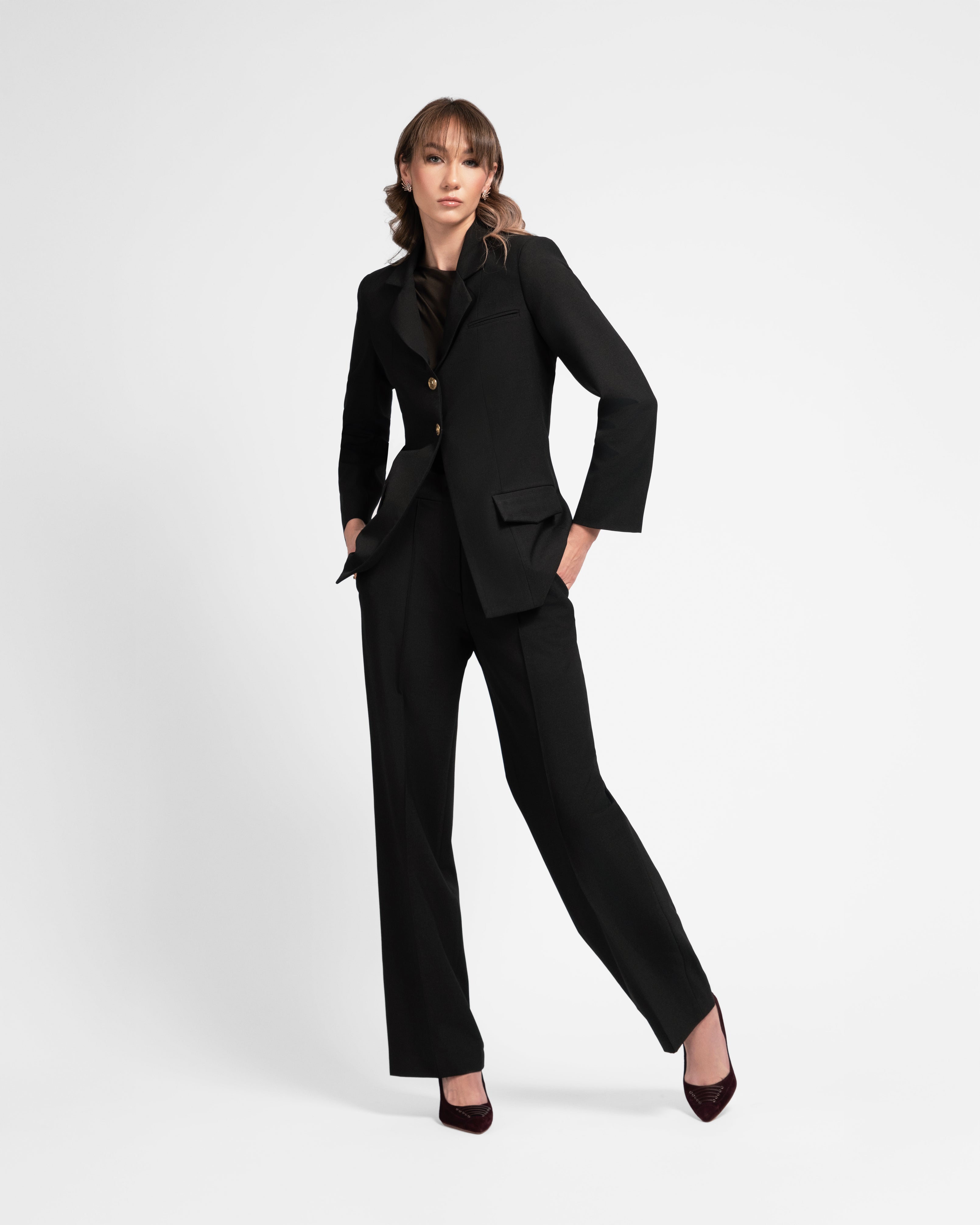 Brown power suit