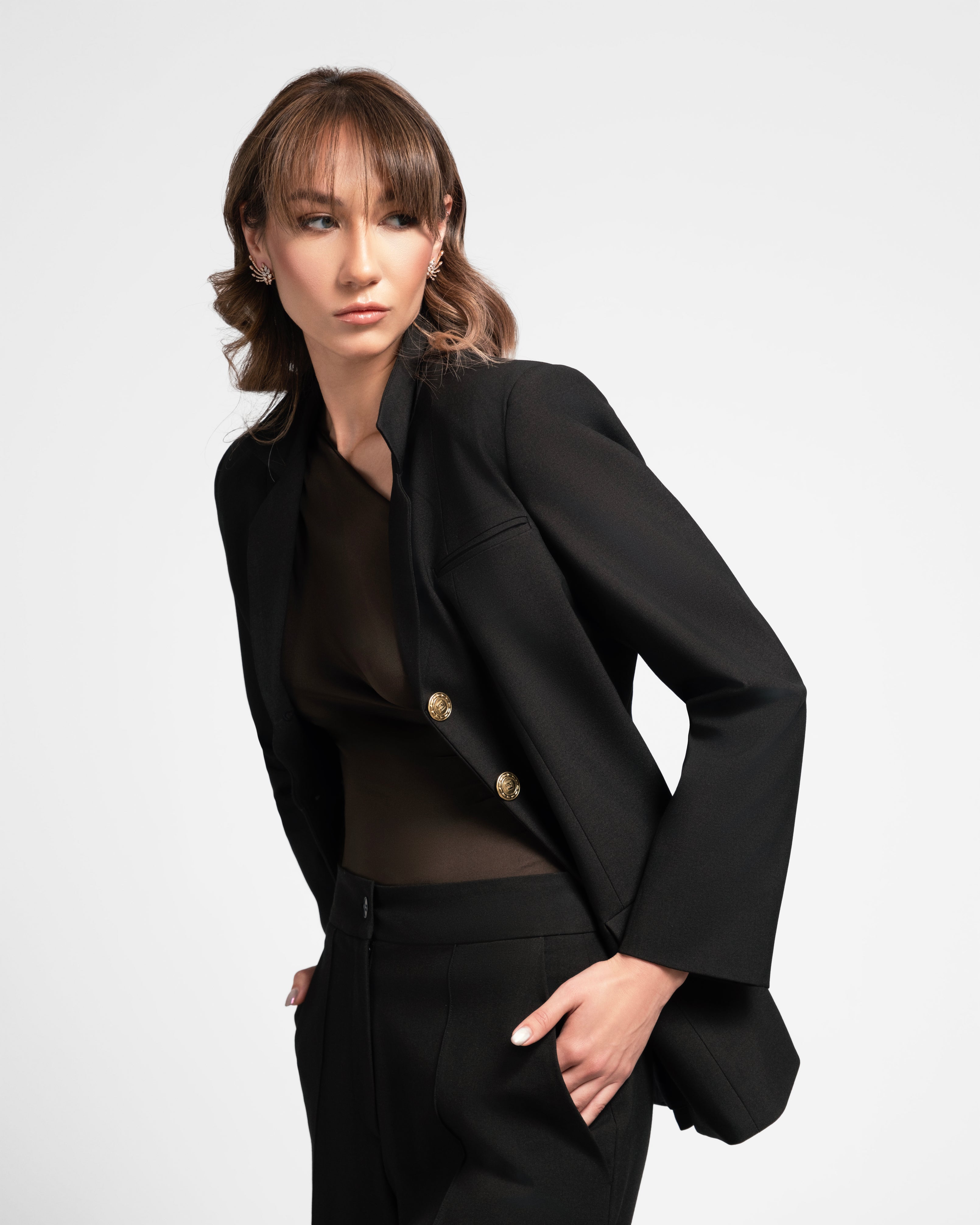 Brown power suit