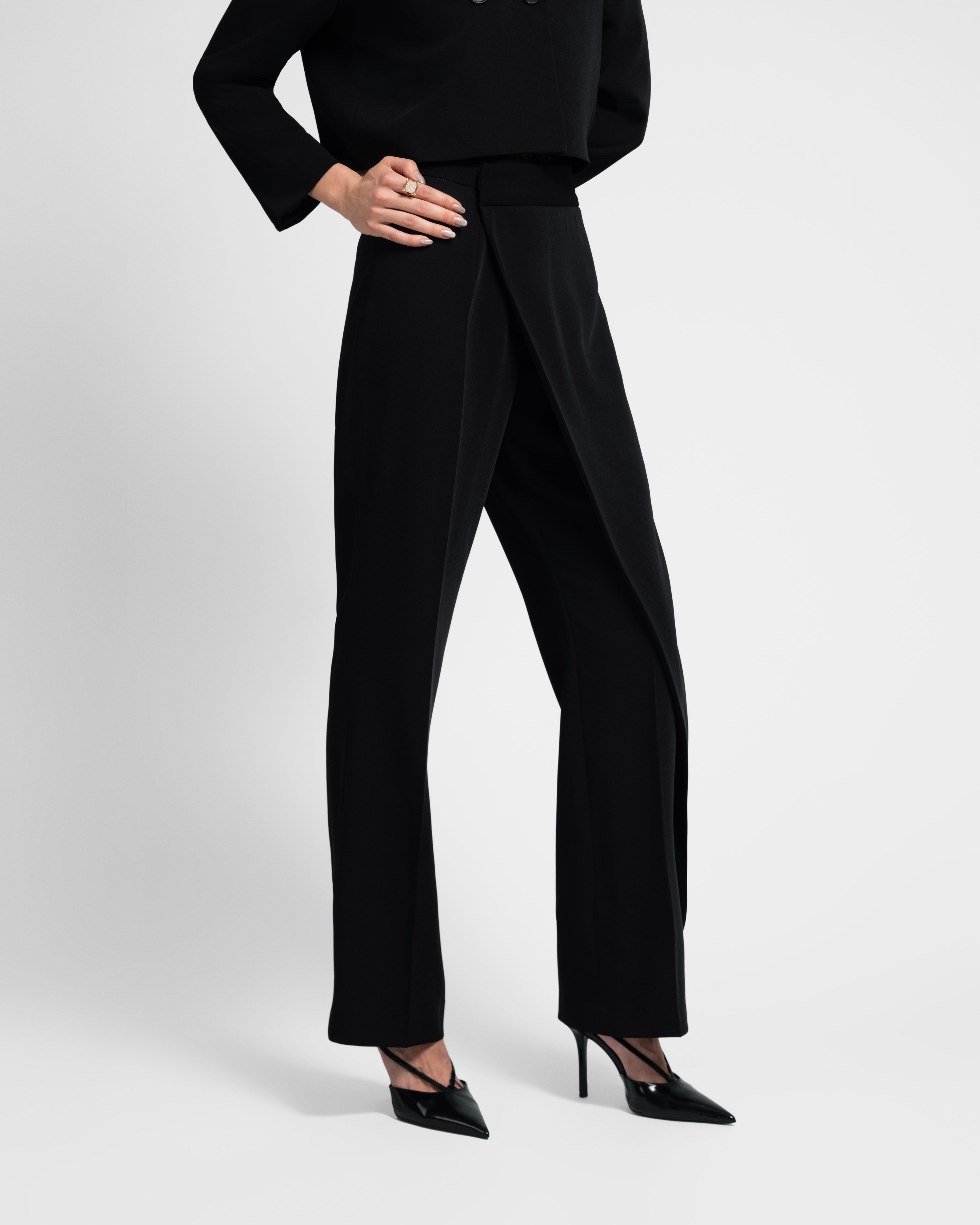 ASYMMETRIC DRAPE SUIT