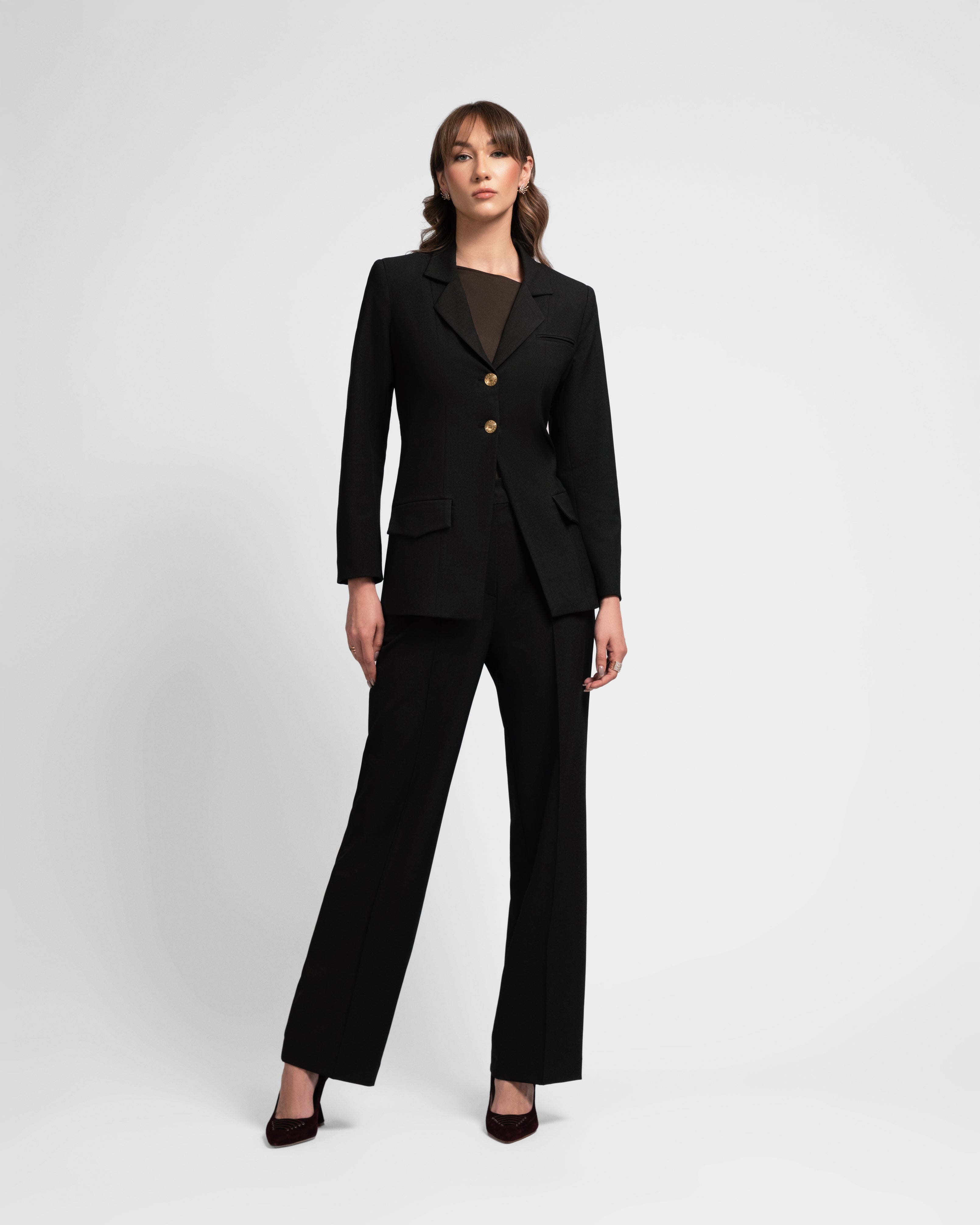 Brown power suit